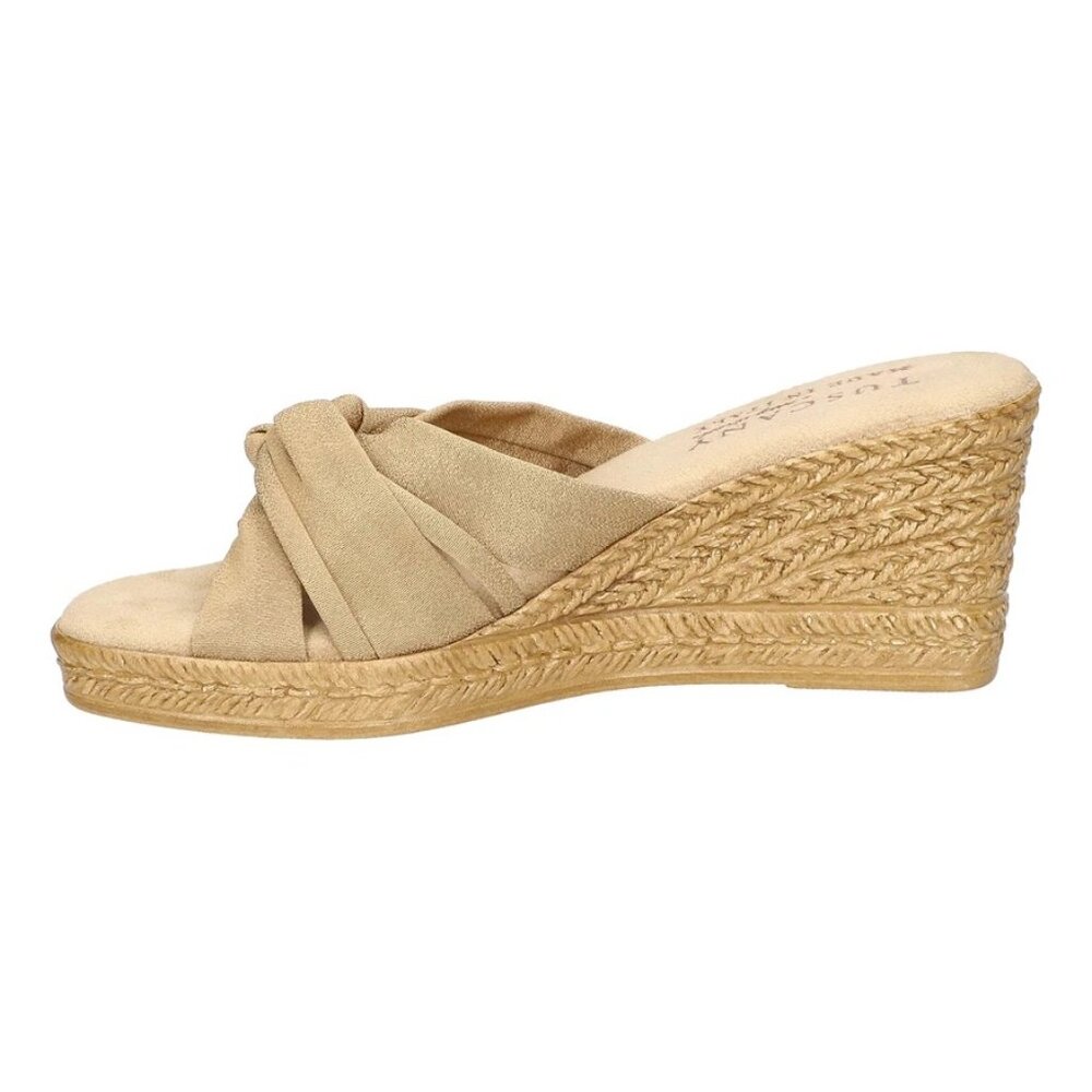 NWOB Easy Street Ghita Slip-on Wedge Sandals Natural Crepe Sz 8.5 Wide - Picture 3 of 6